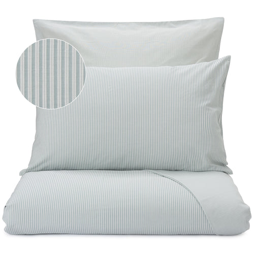 Izeda Duvet Cover green grey & white, 100% cotton | URBANARA percale bedding
