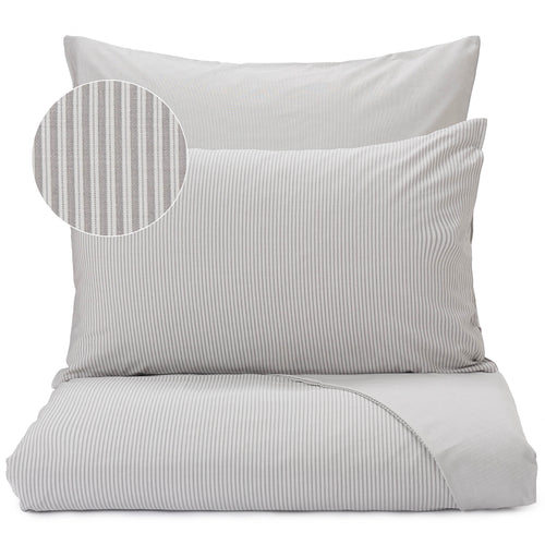 Izeda Duvet Cover light grey & white, 100% cotton | URBANARA percale bedding