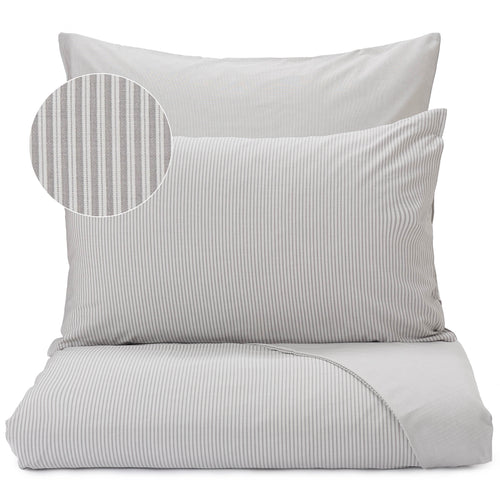 Izeda Pillowcase light grey & white, 100% cotton | URBANARA percale bedding
