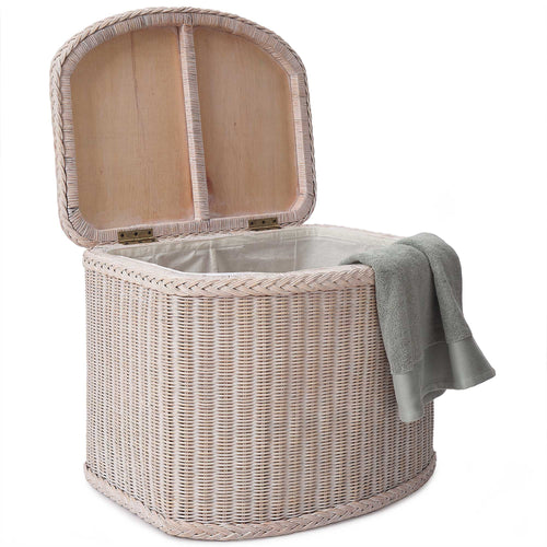 Java Laundry Basket chalk white, 100% rattan | URBANARA laundry baskets