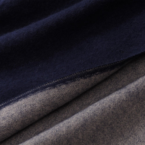 Jonava Merino Wool Blanket dark blue & natural, 100% merino wool | URBANARA wool blankets