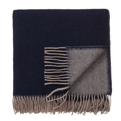 Jonava Merino Wool Blanket dark blue & natural, 100% merino wool
