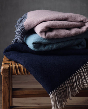 Jonava Merino Wool Blanket green grey & teal, 100% merino wool