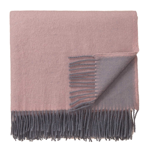 Jonava blanket, powder pink & grey, 100% merino wool