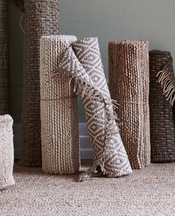 Dasheri Jute Runner natural & white, 50% jute & 50% cotton