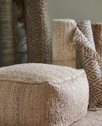 Sanchi Pouffe natural, 90% jute & 10% cotton