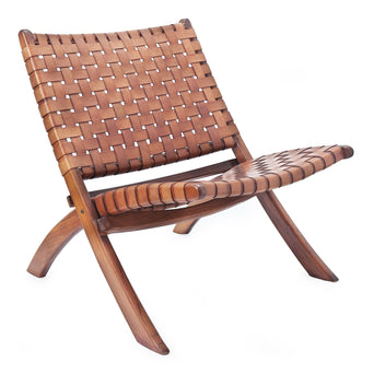 Kamaru Leather Chair light cognac, leather & 100% teak wood