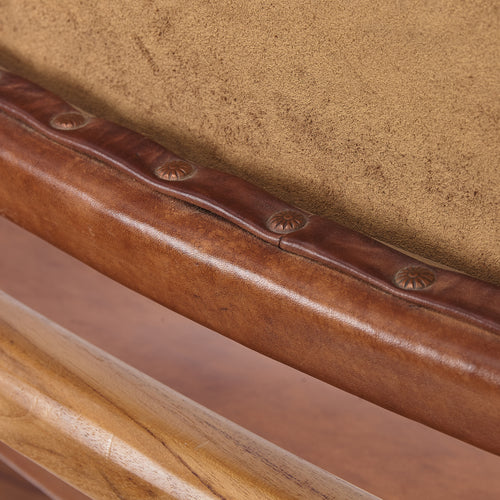 Kamaru chair, cognac, 100% leather & 100% teak wood |High quality homewares