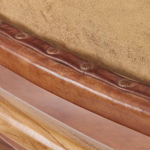 Kamaru Leather Chair light cognac, 100% leather & 100% teak wood | URBANARA small furniture