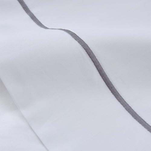 Karakol Pillowcase white & grey, 100% combed and mercerized cotton | URBANARA sateen bedding