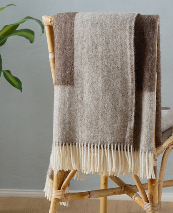 Karby Wool Blanket cream & brown, 100% new wool