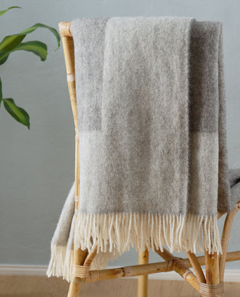 Karby Wool Blanket charcoal & light grey, 100% new wool