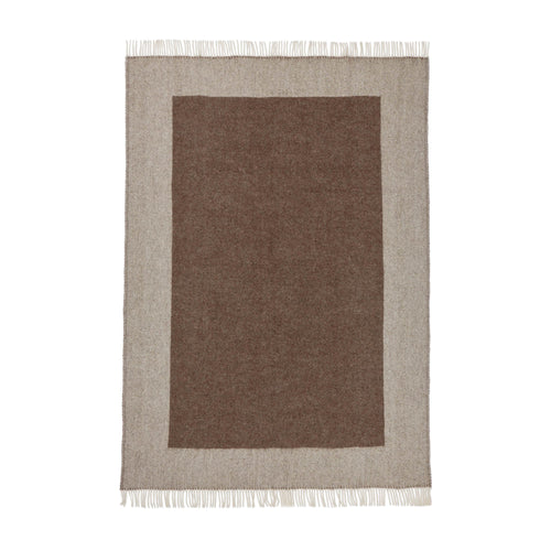 Karby Wool Blanket cream & brown, 100% new wool | URBANARA wool blankets