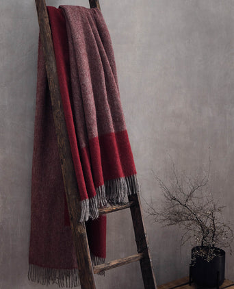 Karby Wool Blanket red & grey, 100% new wool