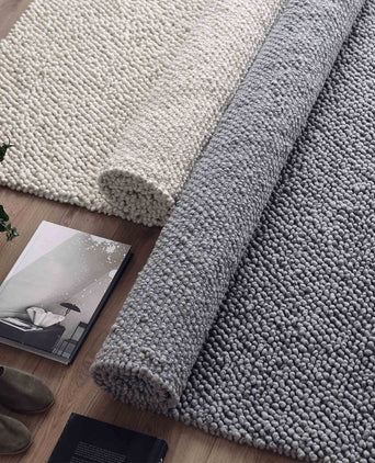 Karnu rug, grey, 75% wool & 25% cotton