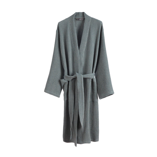 Kotra Bathrobe grey green & natural, 50% linen & 50% cotton