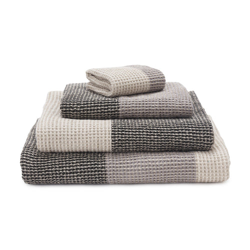 Kotra Towel Collection grey & natural & black, 50% linen & 50% cotton