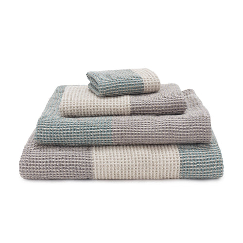 Kotra Towel Collection green grey & natural & grey, 50% linen & 50% cotton