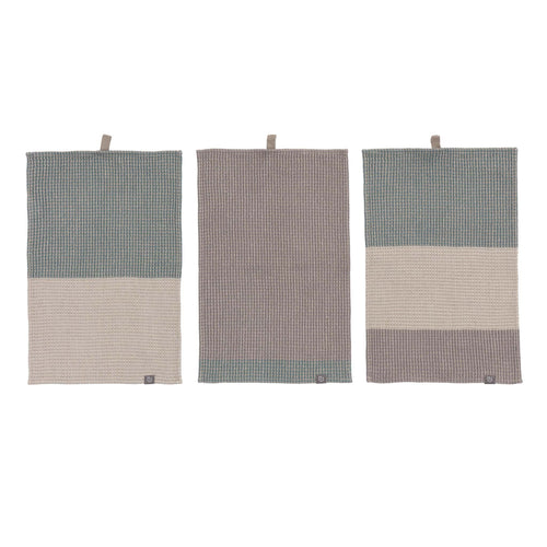 Kotra Towel Collection green grey & natural & grey, 50% linen & 50% cotton | URBANARA linen towels