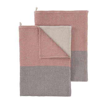 Kotra Tira Tea Towel Set [Dusty pink/Natural/Grey]