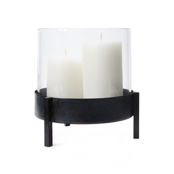 Ozar Windlight Candle Holder black, 100% glass & 100% metal