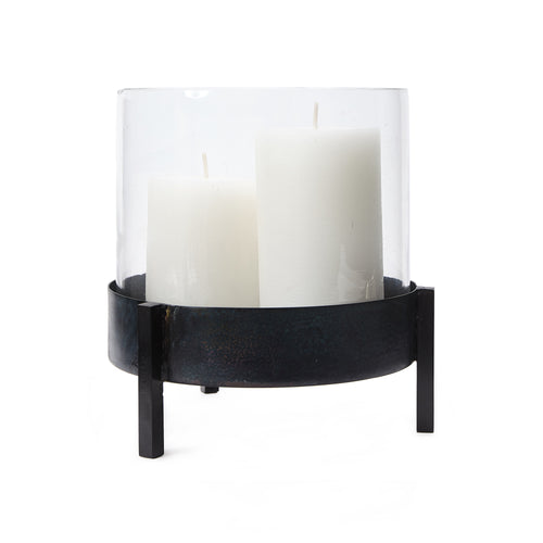 Ozar Windlight Candle Holder black, 100% glass & 100% metal