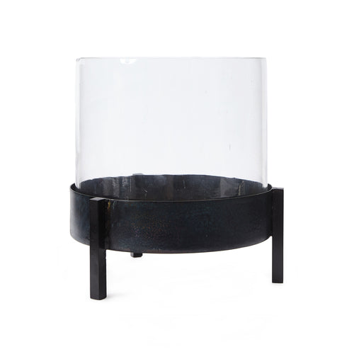 Ozar Windlight Candle Holder black, 100% glass & 100% metal | URBANARA candles & scents
