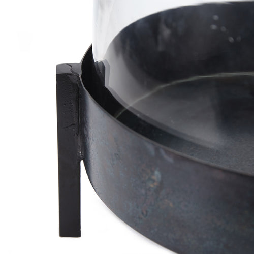 Ozar Windlight Candle Holder black, 100% glass & 100% metal | High quality homewares