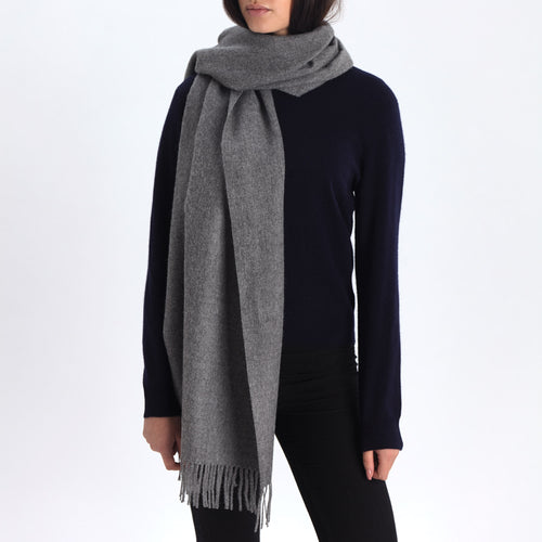 Limon scarf, grey melange, 100% baby alpaca wool | URBANARA hats & scarves