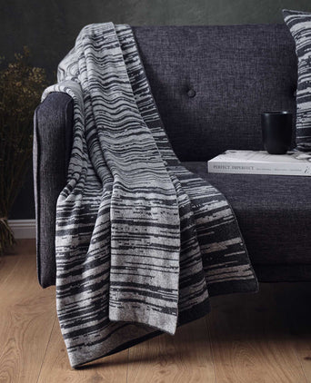Loule Wool Blanket dark grey & grey melange, 80% wool & 20% polyamide