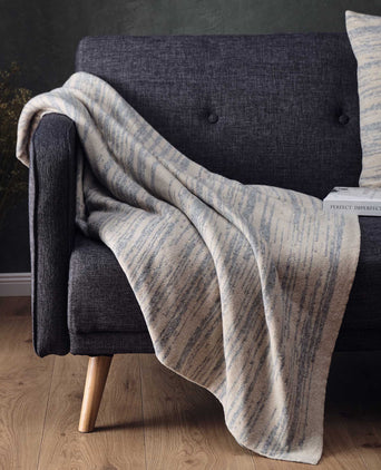 Loule Wool Blanket natural & grey melange, 80% wool & 20% polyamide