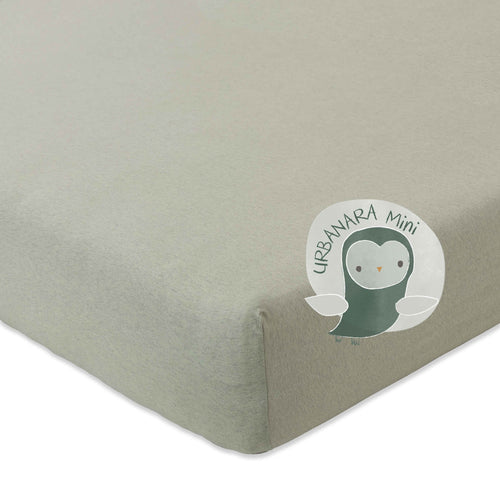 Louredi Mini Fitted Sheet green grey melange, 100% organic cotton