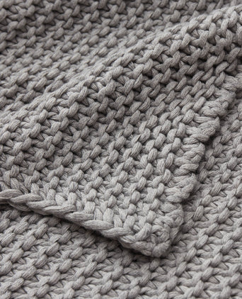 Blanket Luso Light grey melange, 85% Organic cotton & 15% Merino wool
