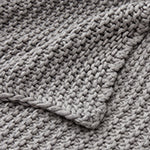Blanket Luso Light grey melange, 85% Organic cotton & 15% Merino wool | URBANARA Cotton Blankets