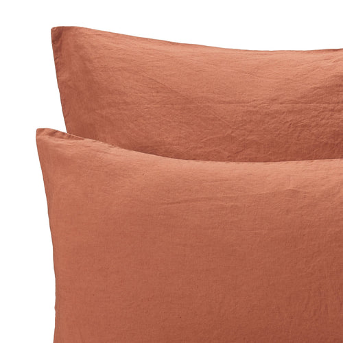 Mafalda Pillowcase terracotta, 100% linen | URBANARA linen bedding