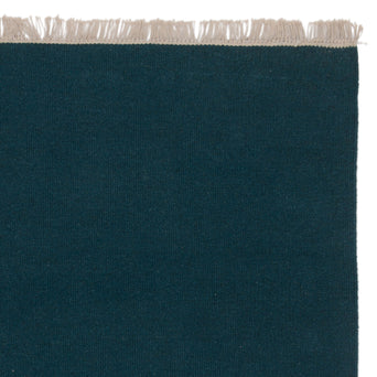 Manu rug, teal, 50% new wool & 50% cotton