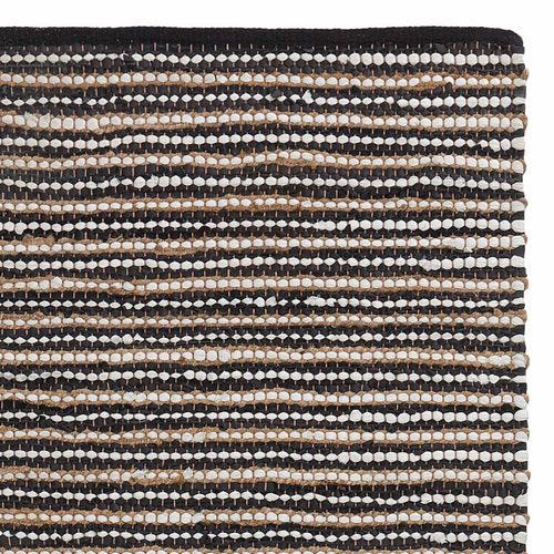 Metz Rug black & white & natural, 20% jute & 20% leather & 60% cotton