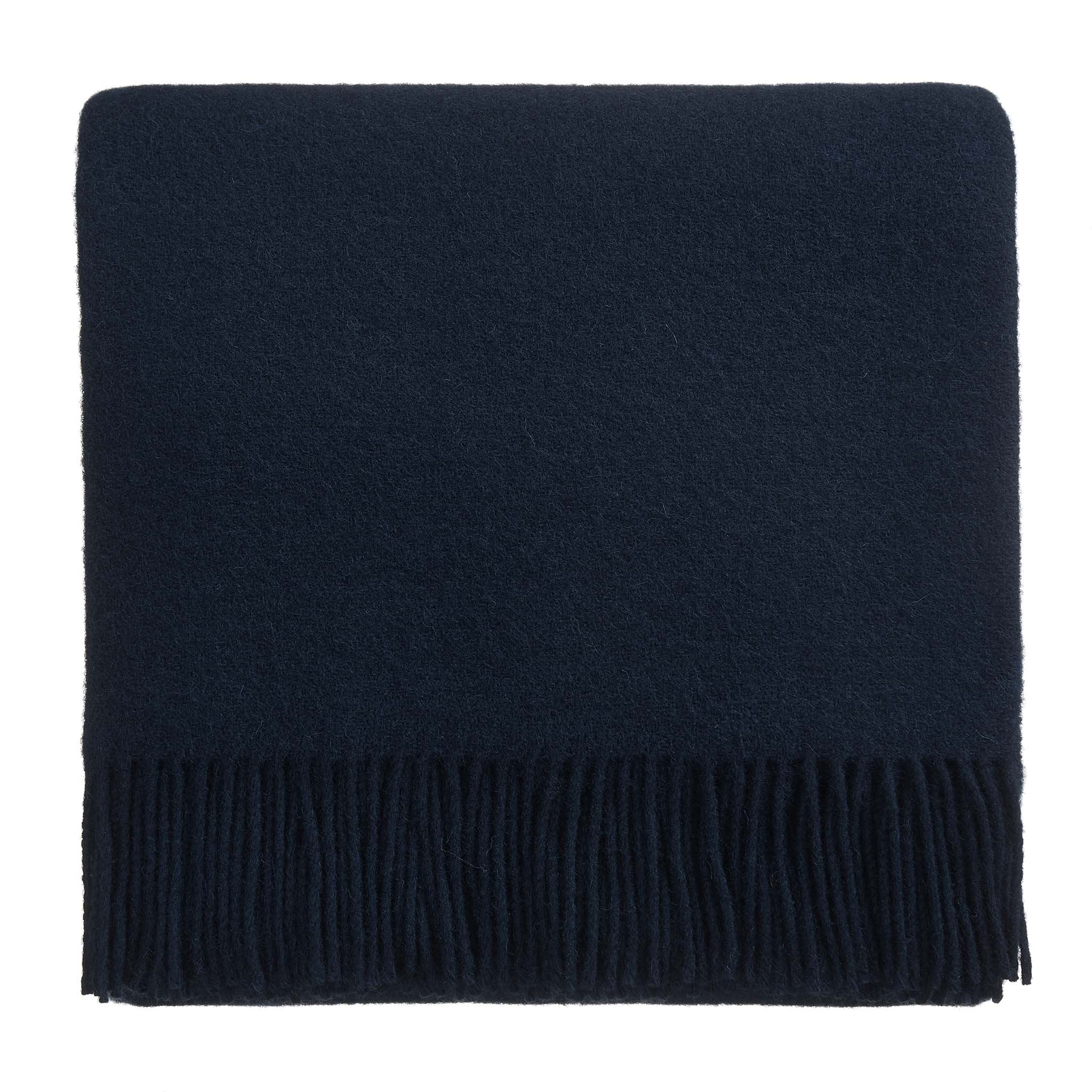 Miramar Wool Blanket, dark blue | URBANARA
