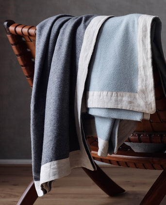 Naggu Cashmere Blanket grey & natural, 100% cashmere wool & 100% linen