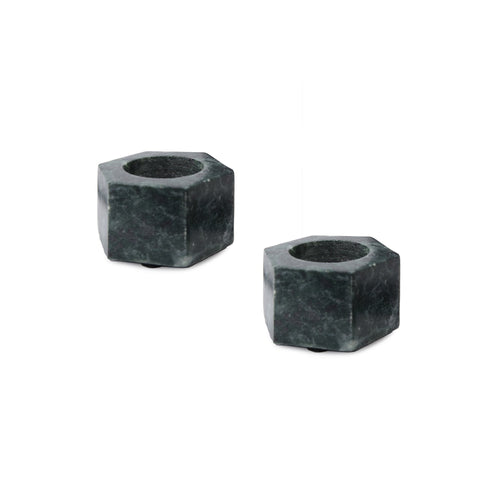 Nanda candle holder, green, 100% marble | URBANARA candles & scents