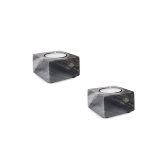 Nanda candle holder, black, 100% marble