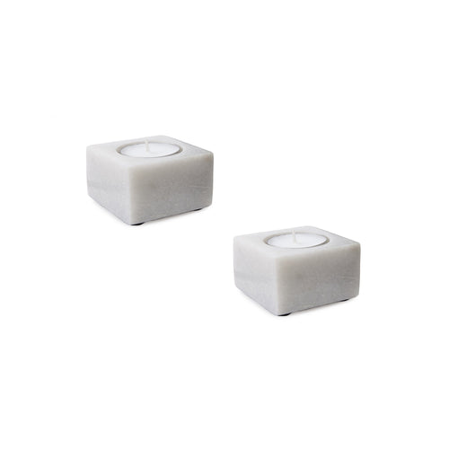Nanda candle holder, white, 100% marble