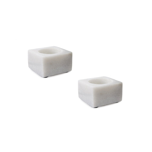 Nanda candle holder, white, 100% marble | URBANARA candles & scents