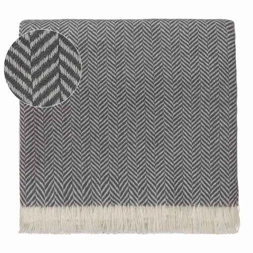 Nerva blanket, charcoal & cream, 100% cashmere wool