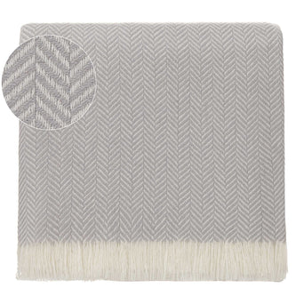 Nerva Cashmere Blanket light grey & cream, 100% cashmere wool