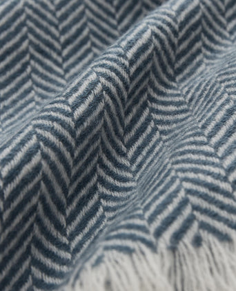 Nerva Blanket teal & cream, 100% cashmere wool