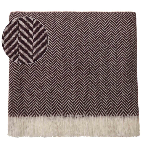 Nerva Cashmere Blanket bordeaux red & cream, 100% cashmere wool