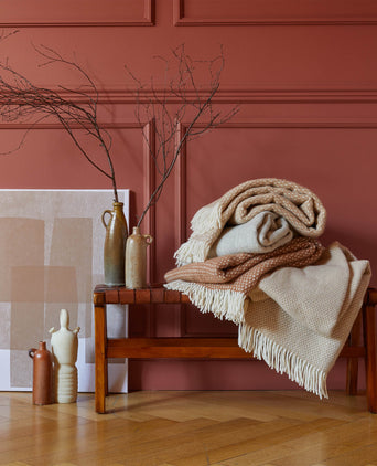 Kinna Merino Blanket [Light grey melange & Natural white]