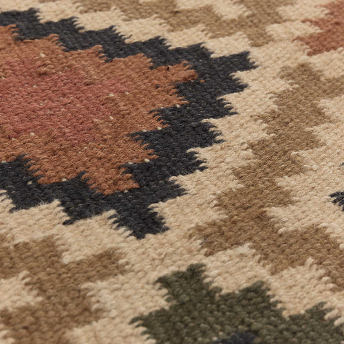 Nohar Jute Runner rust orange & sand & olive green, 100% jute | High quality homewares