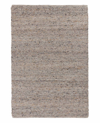 Nunja Rug stone grey melange & charcoal & ochre, 70% wool & 30% jute